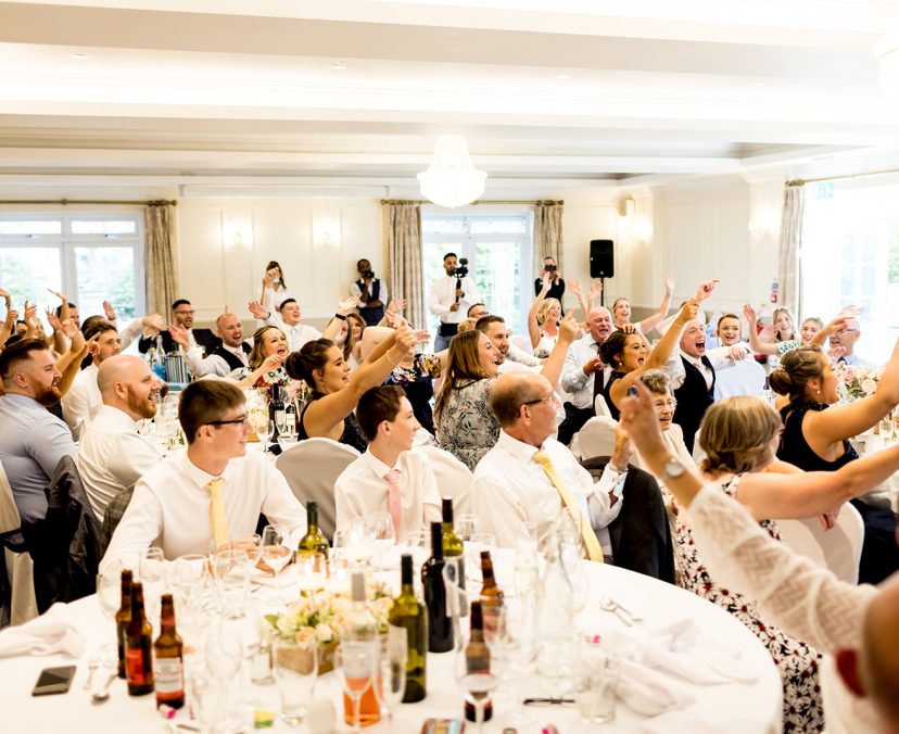 Wedding guests making a toast