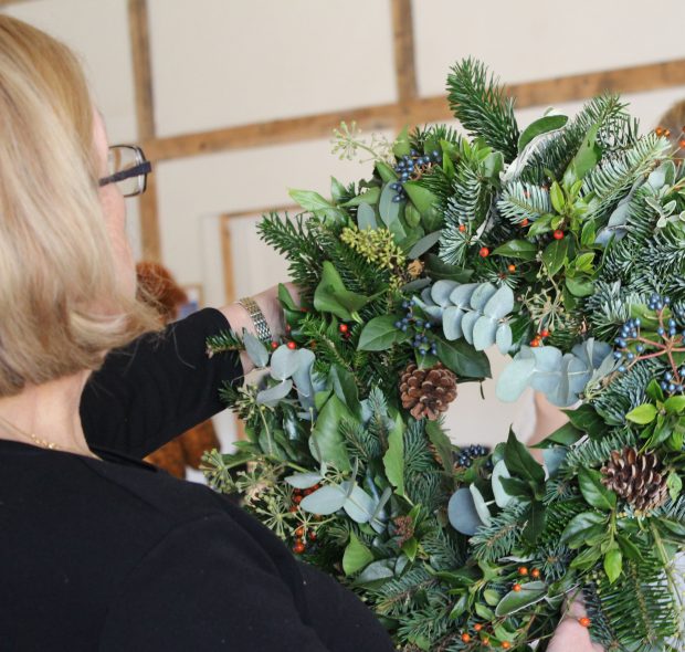 Christmas wreath making