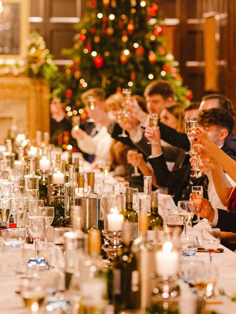 Toasting at a festive wedding