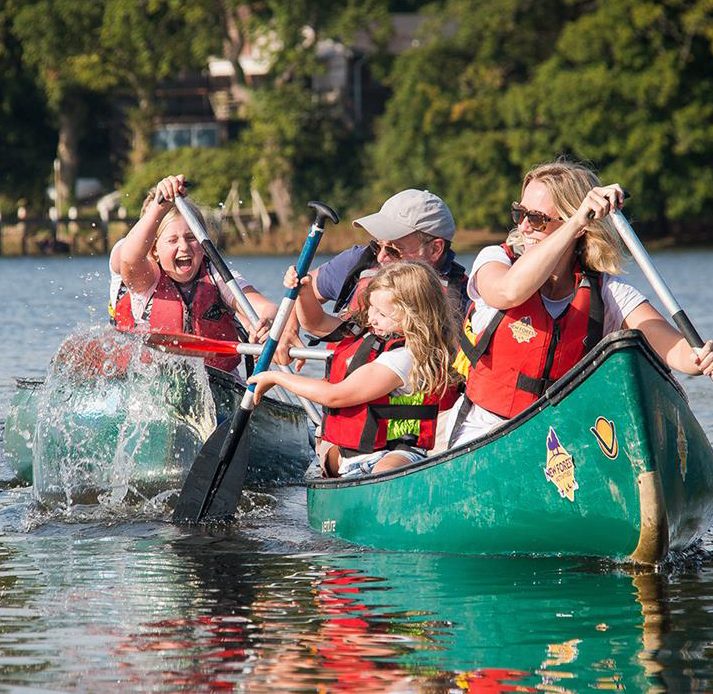 Family in a canoe