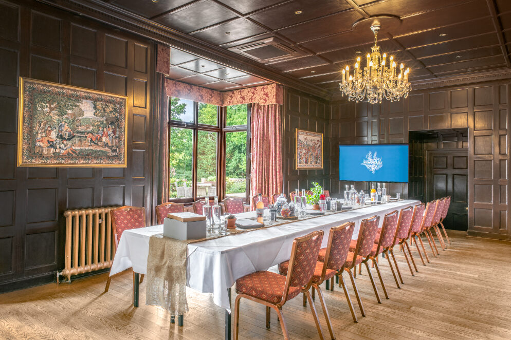 Professional conference room setup at Bartley Lodge in the New Forest