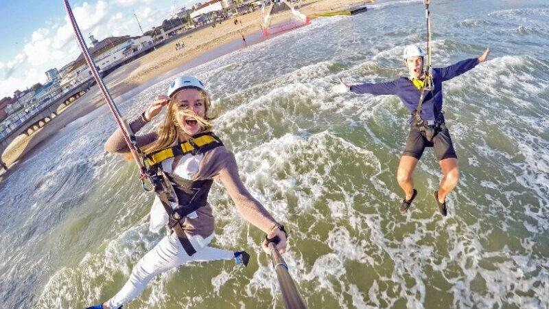 Alt text: Bournemouth Zip Line, an exciting outdoor adventure offering stunning views as you zip across the landscape, perfect for thrill-seekers and adrenaline lovers.